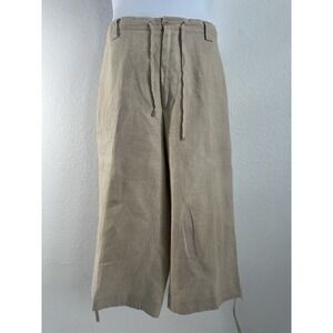 Inserch Women's Tan Flax  Linen Wide Leg Capri Pant Sz: 3XL Boho Summer